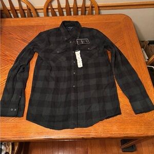 Green/Black Plaid Flannel Shirt Men’s Large Architect Jean Co. Brand New
